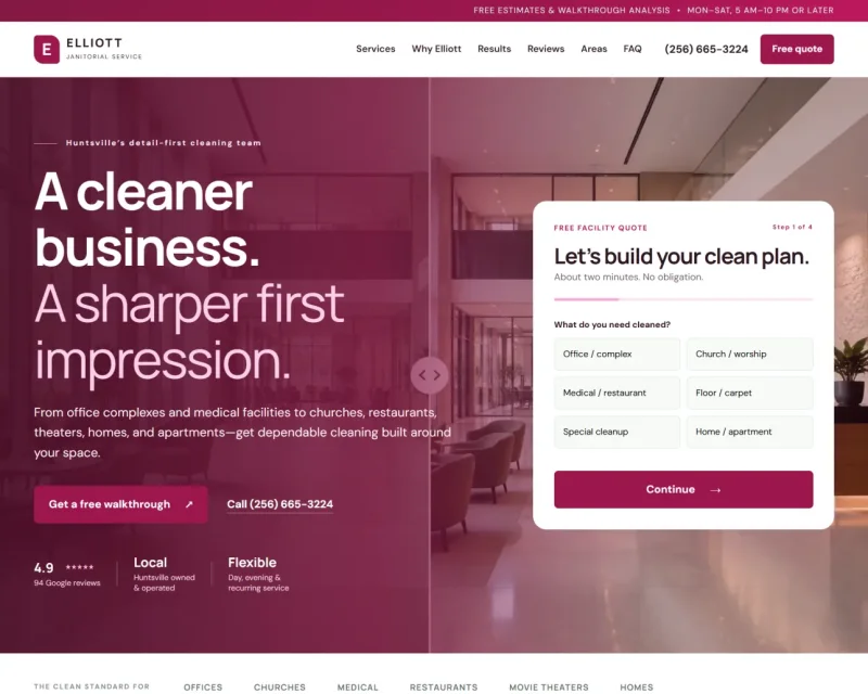 Elliott Janitorial Service LLC website project
