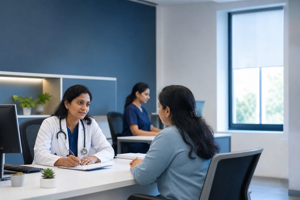 Doctor and patient consultation supported by organized clinic software