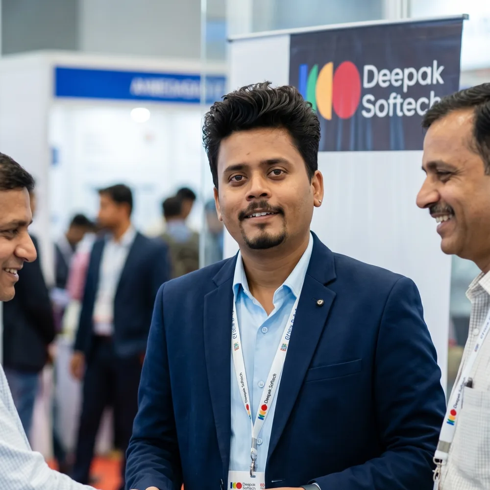 Deepak Sundeshha, founder of Deepak Softech LLP, meeting business professionals